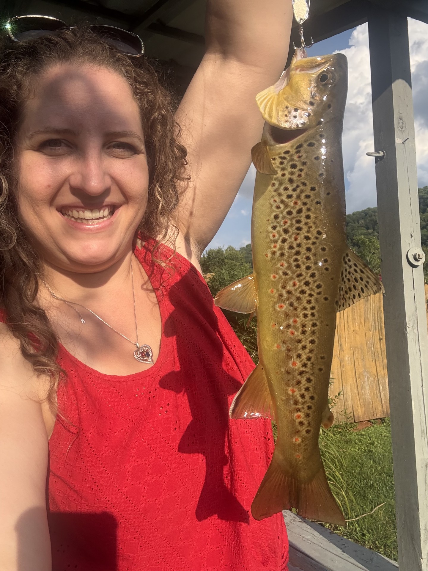 Brooke with the Day 1 brown trout